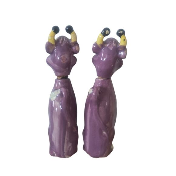 Vintage Purple Cow Oil and Vinegar Hand Painted Cruets Made in Thames  Japan - Picture 4 of 6